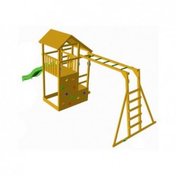 Teide Kinderspielplatz mit Affenleiter und Einzelschaukel von Masgames MA700105