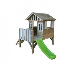 Holz Erhöhtes Kinderhaus Lollipop Weiss mit Rutsche Masgames MA800537