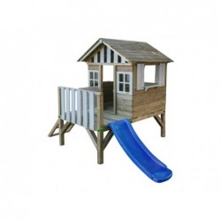 Holz Erhöhtes Kinderhaus Lollipop Weiss mit Rutsche Masgames MA800537 | Poolsweb