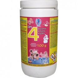 Chlorine 4 Actions Slow Dissolution 86% Tabletten 100 gr Flasche 1 Kg PQS 167322A