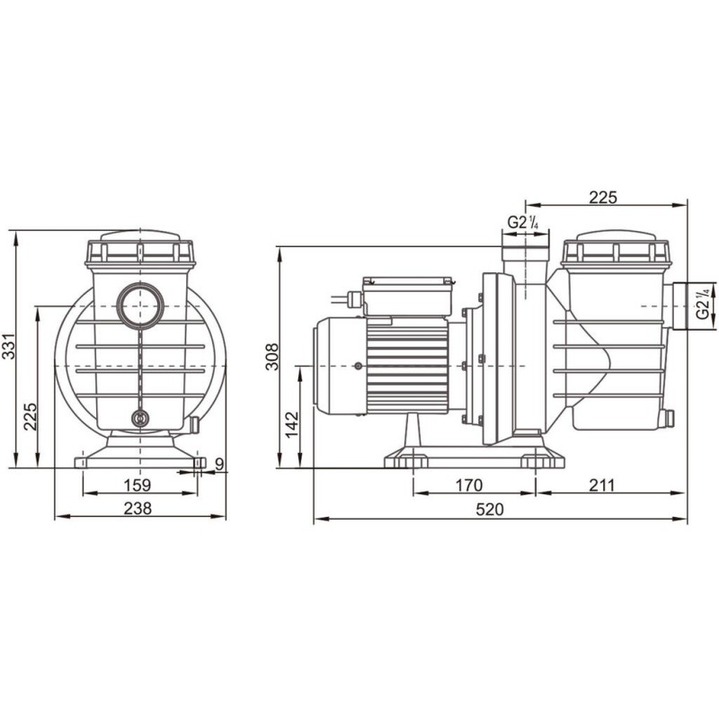 SPIRATO Selbstansaugende Pool Pumpe 15 M³/h - 0,75 PS Mit 1,5 Zoll Anschluss Für Swimmingpools
